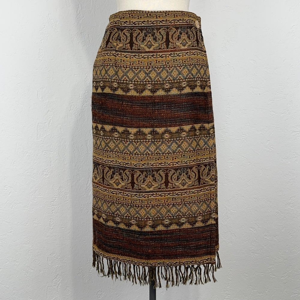 Vintage Tasha Polizzi TP SaddleBlanket Maxi Skirt Small Western Boho Woven Wool